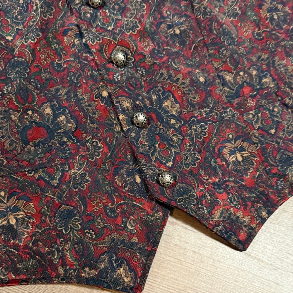 Vintage Paisley Satin Vest Made in USA - Picture 4 of 9